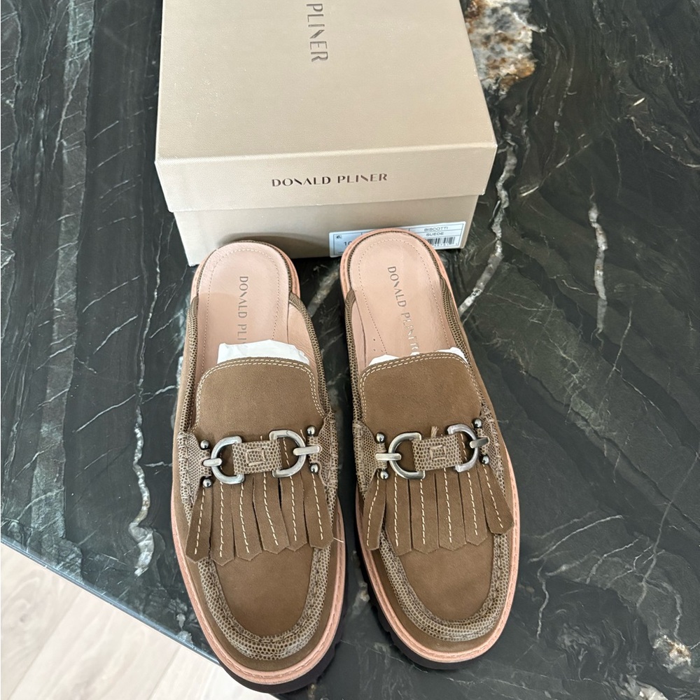 Donald Pliner Brown Suede Loafers
